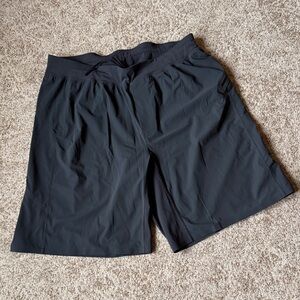 Gray Lululemon men’s workout shorts.